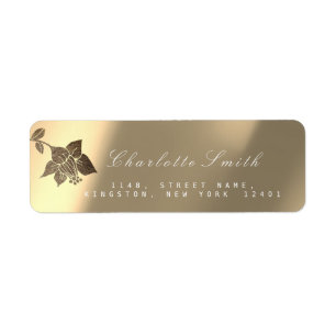 Étiquette Gold Ivory Sepia Pearly Lily Black Adresse de reto