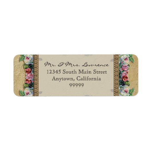 Étiquette Gold & Lace Classic Formal Elégant Mariage Adresse (Devant)