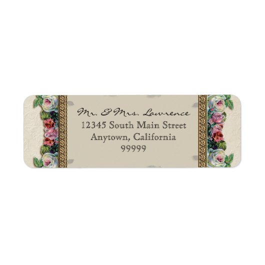 Étiquette Gold & Lace Classic Formal Elégant Mariage Adresse (Devant)