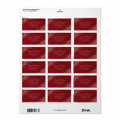 Étiquette Gold Lace Frills sur Red Elegant Mariage Adresse (Feuille entière)