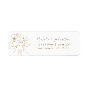 Étiquette Gold Linal Floral White & Gold Adresse de retour