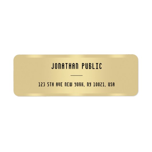 Étiquette Gold Look Modern Elegant Modèle Adresse de retour (Devant)