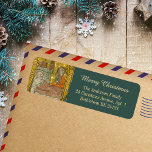 Étiquette Gold Medieval Christian Christmas Nativité Scene<br><div class="desc">Joy Christmas Return Address Label illustré d'un manuscrit catholique médiéval éclairé d'un livre latin des heures du 14e siècle. Il représente la Nativité de Jésus-Christ enfant entouré de la Sainte Vierge Marie et de Saint Joseph dans la crèche de Bethléem. Grand vintage religieux chrétienne catholique de retour étiquettes d'adresse pour...</div>