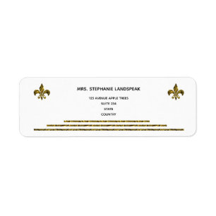 Étiquette Gold Metal & Gold Fleur de Lys Adresse de retour