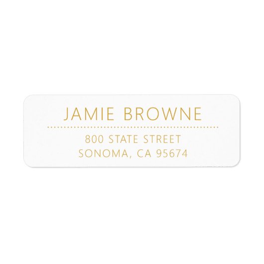 Étiquette Gold minimal moderne sur l'adresse de retour blanc (Devant)