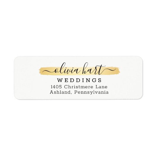 Étiquette Gold Minimalist Paint Swash Logo Adresse de retour (Devant)