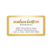 Étiquette Gold Minimaliste Paint Swash Logo Styliste Adresse (Devant)