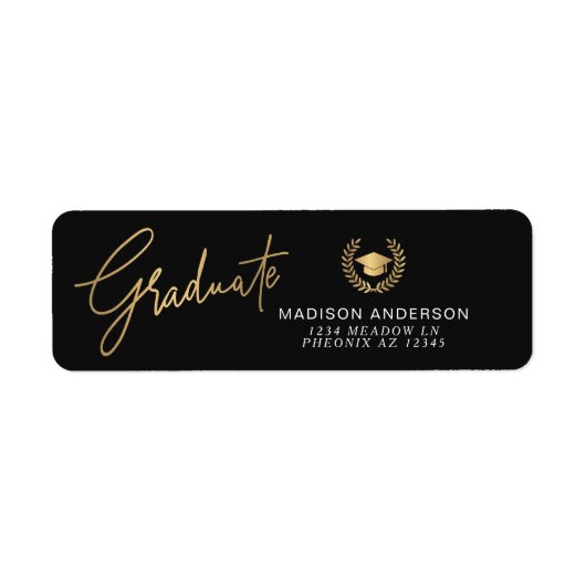 Étiquette Gold Modern Script Simple Graduation  (Devant)