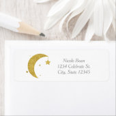 Étiquette Gold Moon & Stars Baby shower White Invitation (En situation)