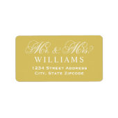Étiquette Gold Mr et Mme Script Mariage Adresse de retour (Devant)
