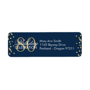 Étiquette Gold Navy Blue 80th Birthday Parties scintillant C
