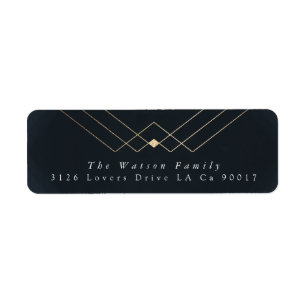 Étiquette Gold Navy Elegance Diamond Geo Déco Mariage