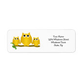 Étiquette Gold Owls Design Return Address (Devant)