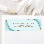 Étiquette Gold Parties scintillant Blue Marble Agate Adresse (En situation)