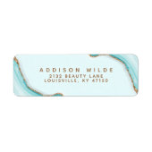 Étiquette Gold Parties scintillant Blue Marble Agate Adresse (Devant)