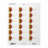Étiquette Gold Parties scintillant Red Bow Holiday Adresse (Feuille entière)