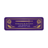 Étiquette Gold Purple Medieval Fantasy Sword Wedding Label (Devant)