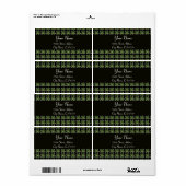 Étiquette Gold Saint Patrick Shamrock Jewel and Pearls Black (Feuille entière)