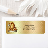 Étiquette Gold Santa Hat Christmas Retat Adresse de retour (En situation)
