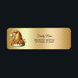 Étiquette Gold Santa Hat Christmas Retat Adresse de retour<br><div class="desc">Belle or Santa Hat Noël Adresse de retour Label</div>