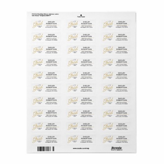 Étiquette Gold Script Class of 2025 Grad (Feuille entière)