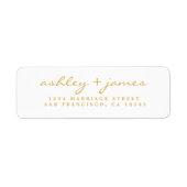 Étiquette Gold Script Elegant Mariage Adresse de retour (Devant)