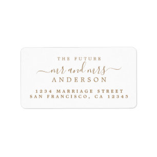 Étiquette Gold Script Future M. Mme Adresse de retour