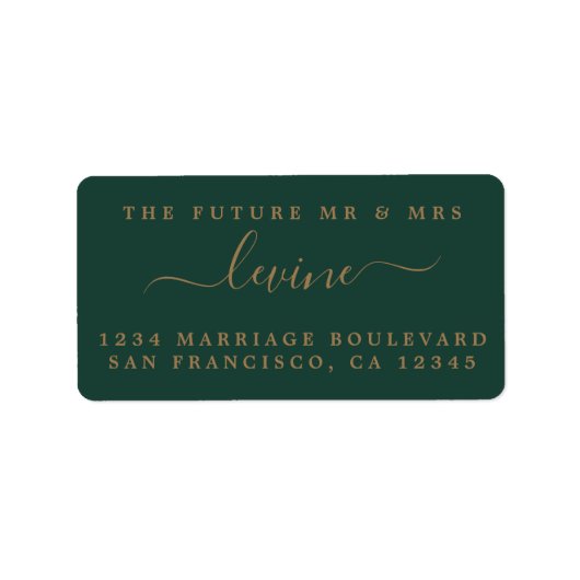 Étiquette Gold Script Future M. Mme Green Adresse de retour (Devant)