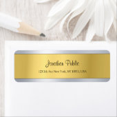Étiquette Gold Silver Modèle Modern Script Adresse de retour (En situation)