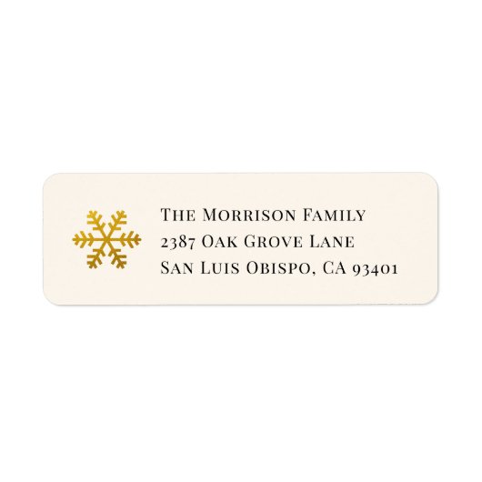 Étiquette Gold Snowflake Christmas Return Address Label (Devant)