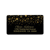 Étiquette Gold Snowflakes Black Return Address (Devant)