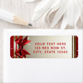 Étiquette Gold Sparkle Red Bow Elegant Glam Fête (En situation)