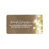 Étiquette Gold String Lights Mariage chic (Devant)