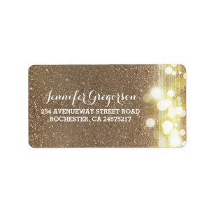 Étiquette Gold String Lights Mariage chic