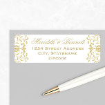 Étiquette Gold Vintage Glamor Mariage Adresse de retour<br><div class="desc">Ajoutez du style à vos enveloppes grâce à ces élégantes étiquettes d'adresse de retour mariage d'inspiration vintage qui présentent un design décoratif orné de bordures avec un aspect scintillant or champagne métallique. Personnalisez avec votre adresse de retour.</div>