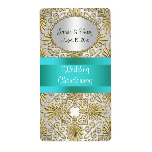 Étiquette Gold White Art Deco Damask do-it-yourself Party Vi (Devant)