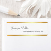 Étiquette Gold White Script manuscrit Clean Return Adresse (En situation)