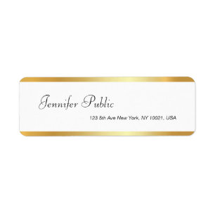 Étiquette Gold White Script manuscrit Clean Return Adresse