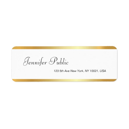Étiquette Gold White Script manuscrit Clean Return Adresse (Devant)
