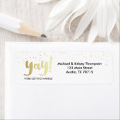 Étiquette Gold Yay Nous nous marions Adresse de retour (En situation)