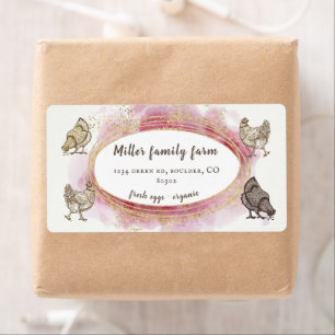 Étiquette golden border pink modern Egg Carton Label