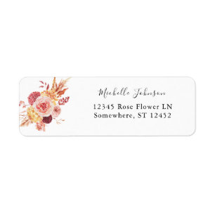 Étiquette Golden Burgundy Blush Pink Floral Adresse de retou