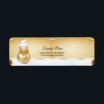 Étiquette Golden Christmas Snowman Holiday Adresse de retour<br><div class="desc">Belle Golden Christmas Snowman Holiday Adresse de retour Label</div>