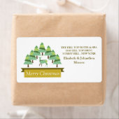 Étiquette Golden Deer Forest Joyeux Noël (En situation)