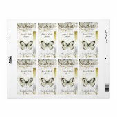 Étiquette Golden Flouring & Butfly Mariage Mini vin (Feuille entière)