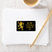 Étiquette Golden Heraldic Lion Adresse Lable (En situation)