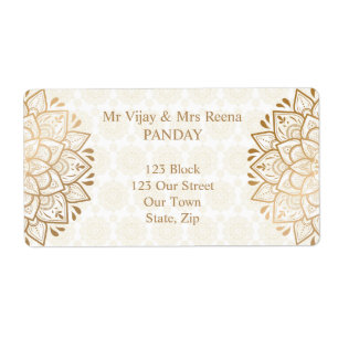 Étiquette Golden mandala Mehndi personalized