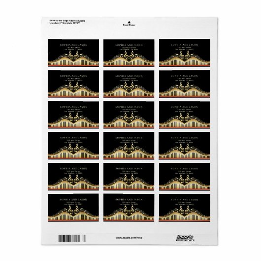 Étiquette Golden Musical Notes (Feuille entière)