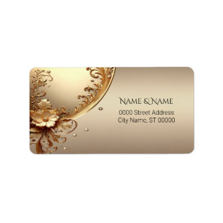 Étiquette Golden Ornate Floral Address Label