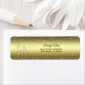 Étiquette Golden Reindeer Snowy Return Address Label (En situation)